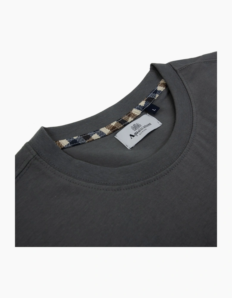 Aquascutum Active Club Check Pocket T Shirt Charcoal