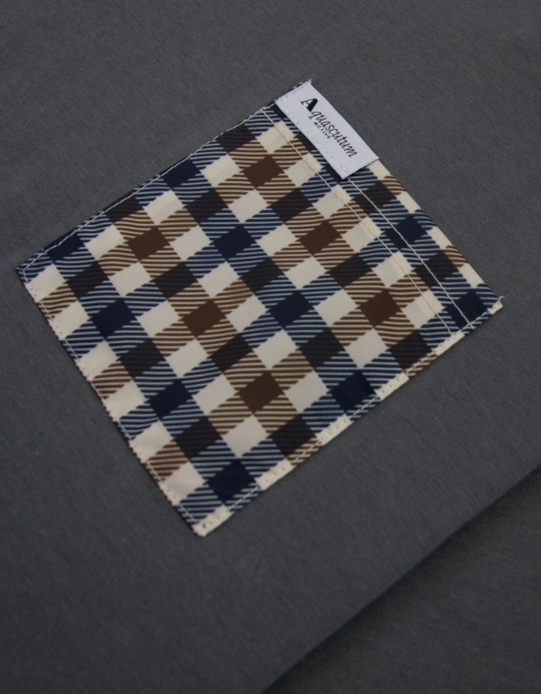 Aquascutum Active Club Check Pocket T Shirt Charcoal
