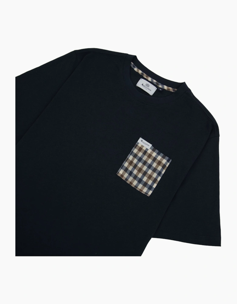 Aquascutum Active Club Check Pocket T Shirt Navy