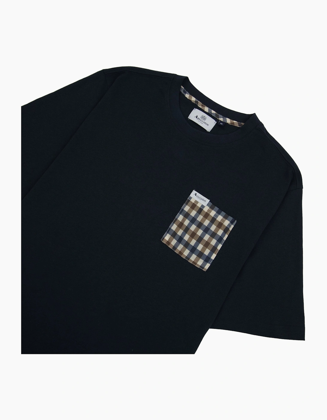 Aquascutum Active Club Check Pocket T Shirt Navy