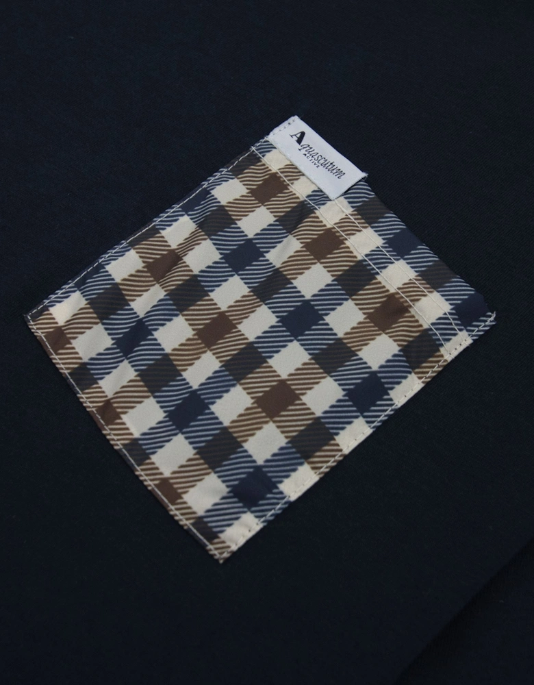 Aquascutum Active Club Check Pocket T Shirt Navy