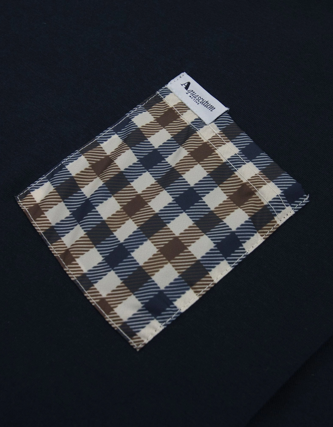 Aquascutum Active Club Check Pocket T Shirt Navy