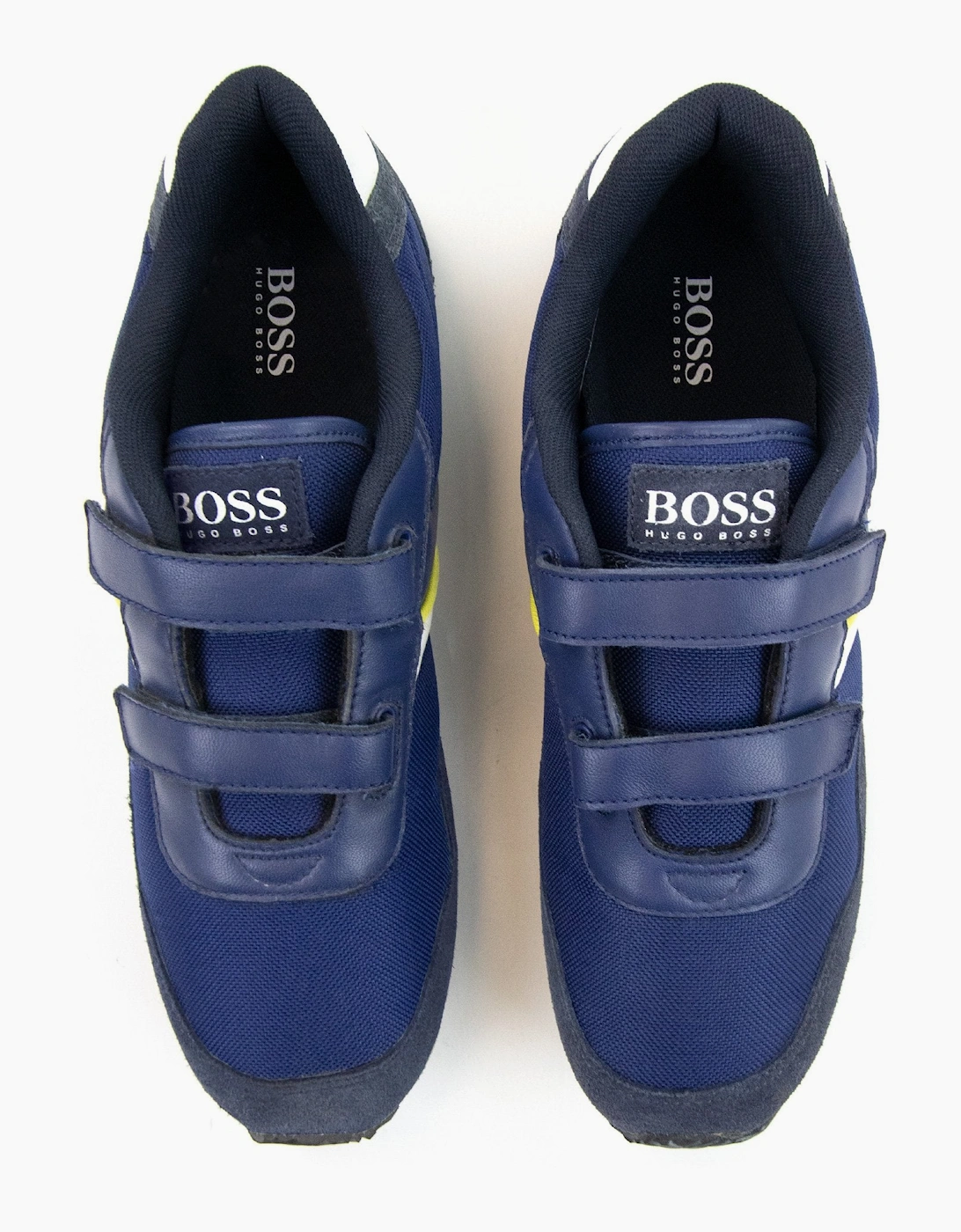 Hugo Boss Kids Double Velcro Strap Fastening Leather Trainer Blue