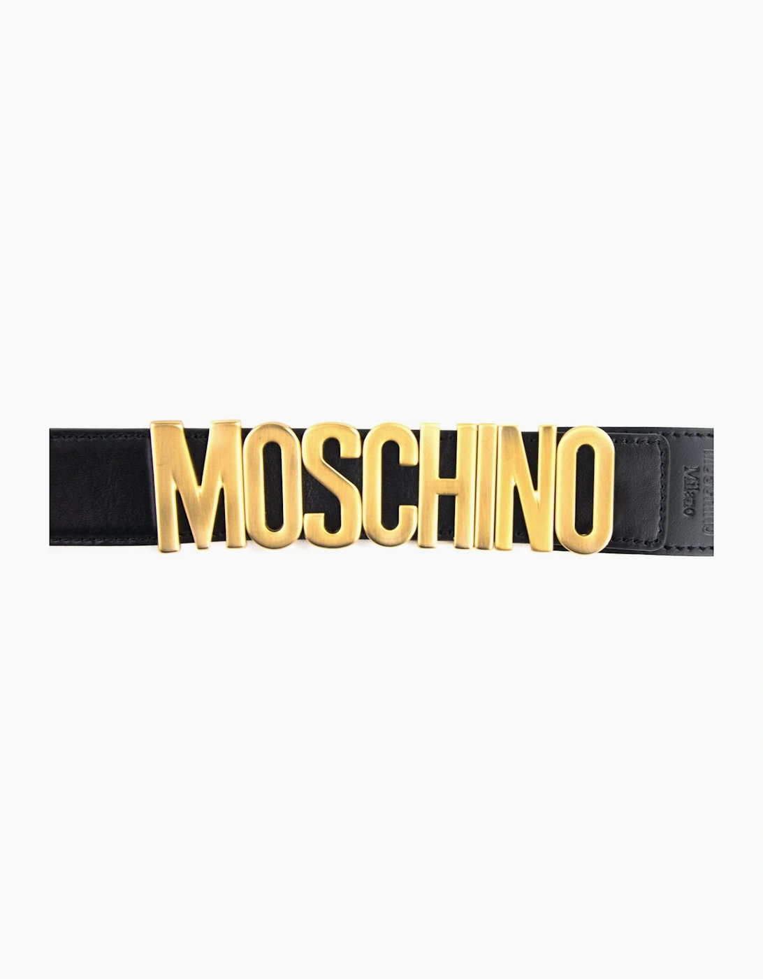 Moschino Couture Gold Logo Calfskin Belt Black