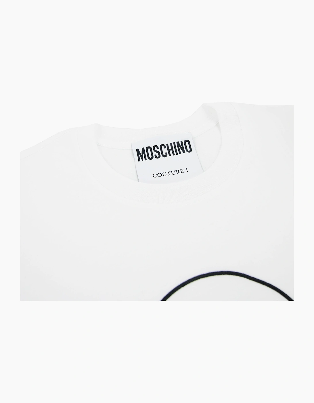 Moschino Couture Smiley Brand Print Cotton Jersey T Shirt White 1001