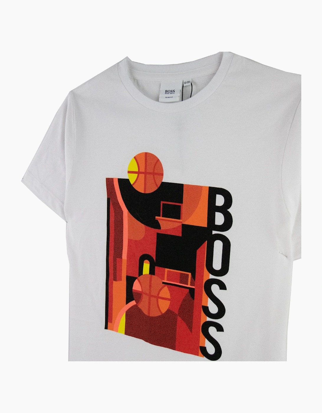 Hugo Boss Kids Basket Ball Logo Print T-shirt White