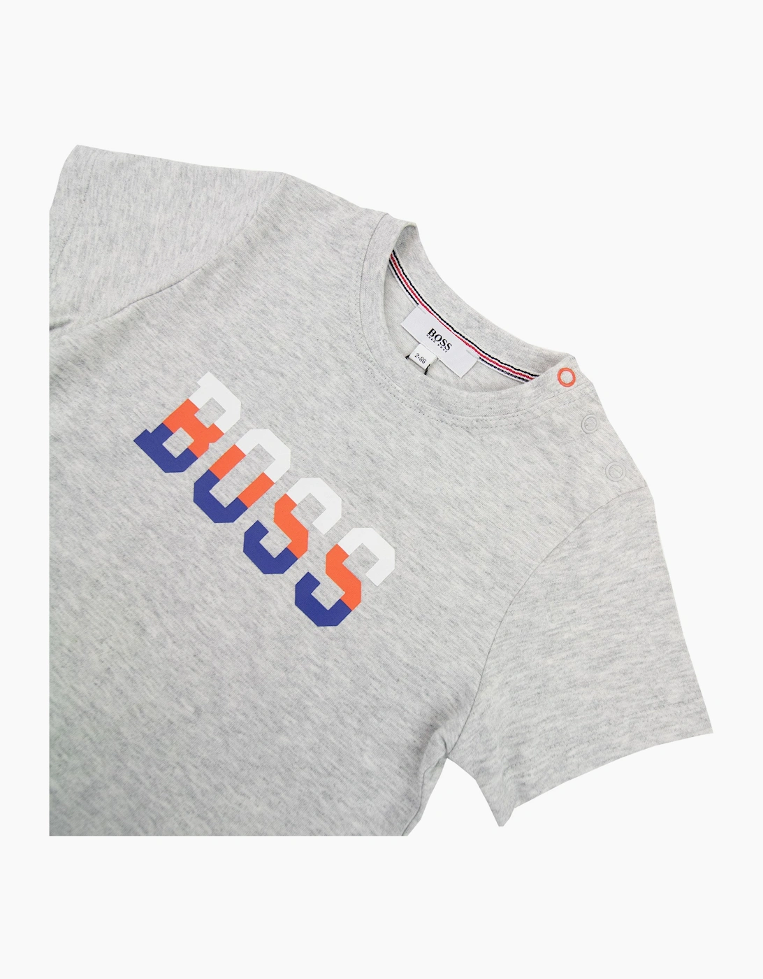 Hugo Boss Kids Contrast Logo Print T Shirt Grey