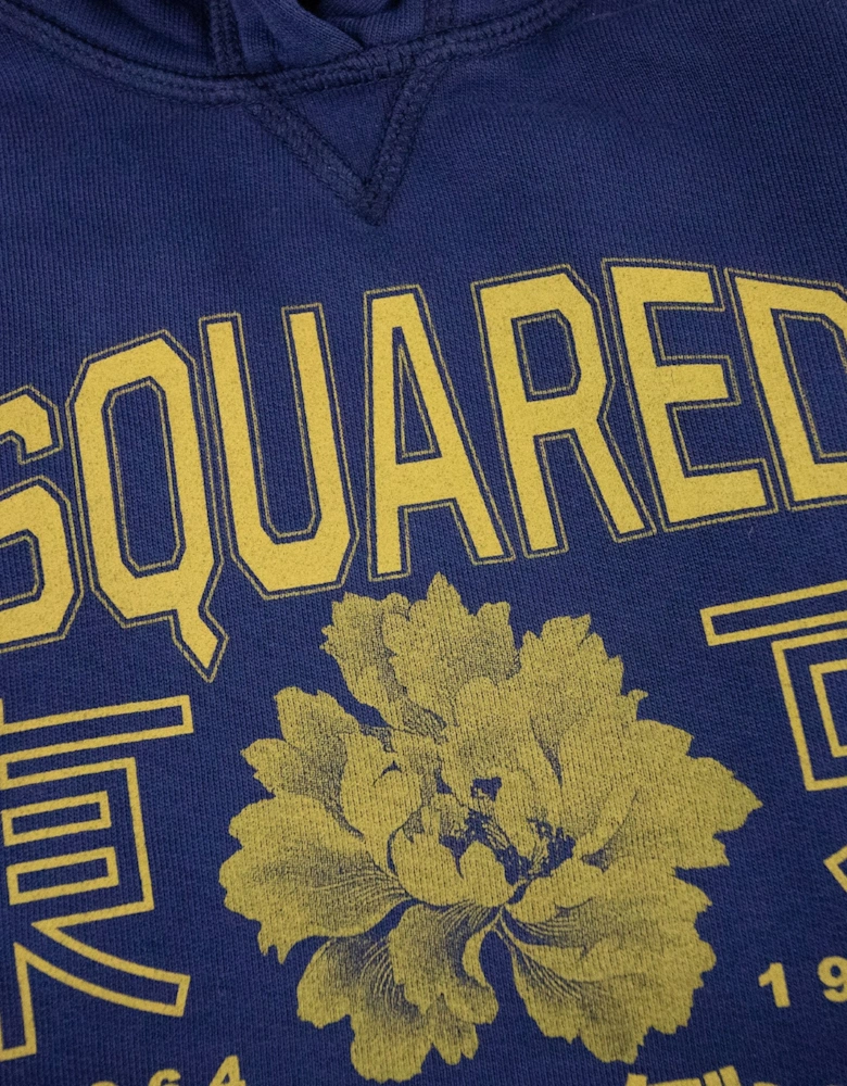 Dsquared2 Kids Logo Print Hooded Sweatshirt Blue