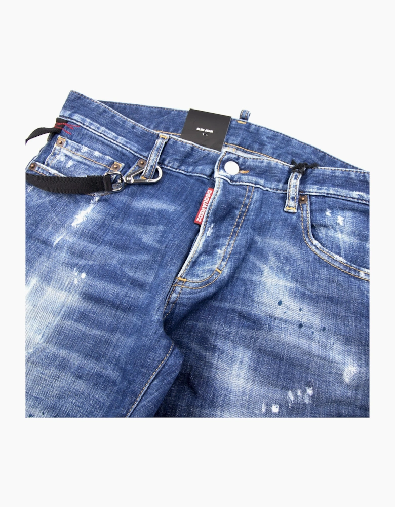 Dsquared2 Rope Clip Slim Jean Distressed Denim