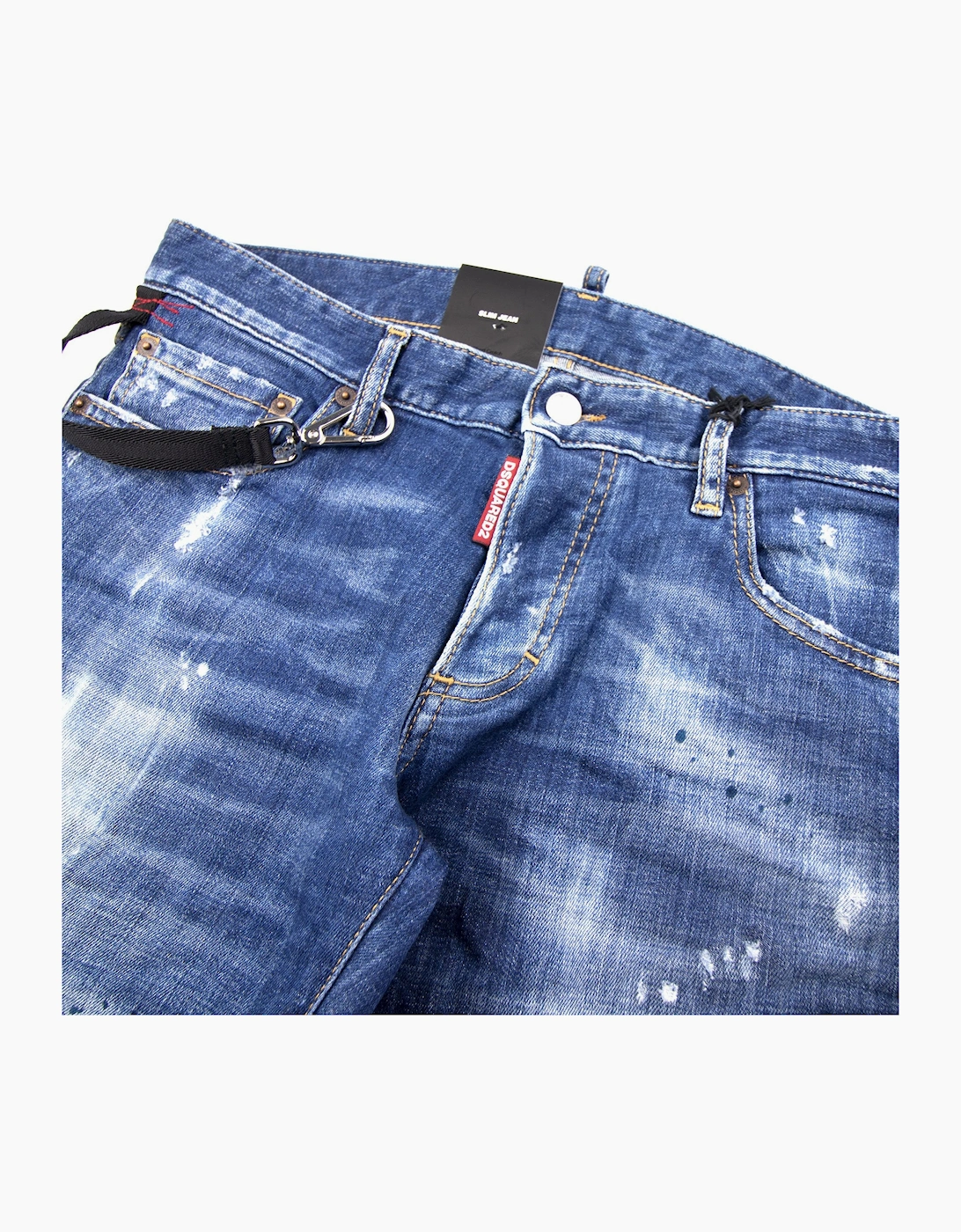 Dsquared2 Rope Clip Slim Jean Distressed Denim