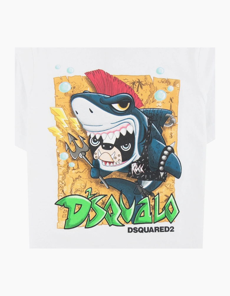 Dsqaured2 Kids Shark Head T-shirt White 100