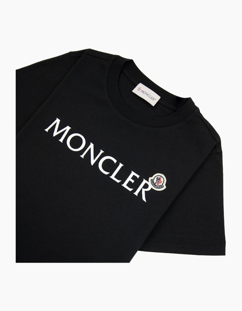 Moncler Junior Logo Cotton T-shirt Black 999