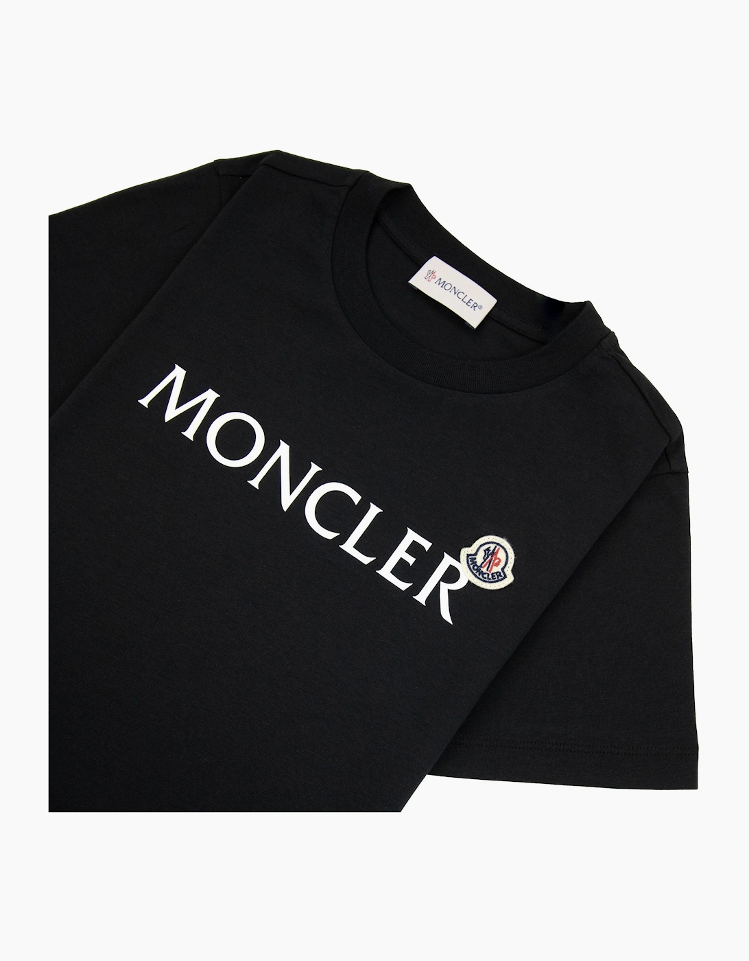 Moncler Junior Logo Cotton T-shirt Black 999