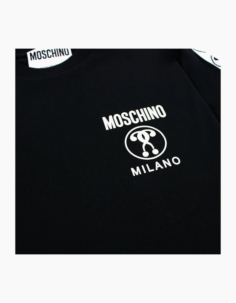 Moschino Couture Double Question Mark Organic Cotton T Shirt Black 1555