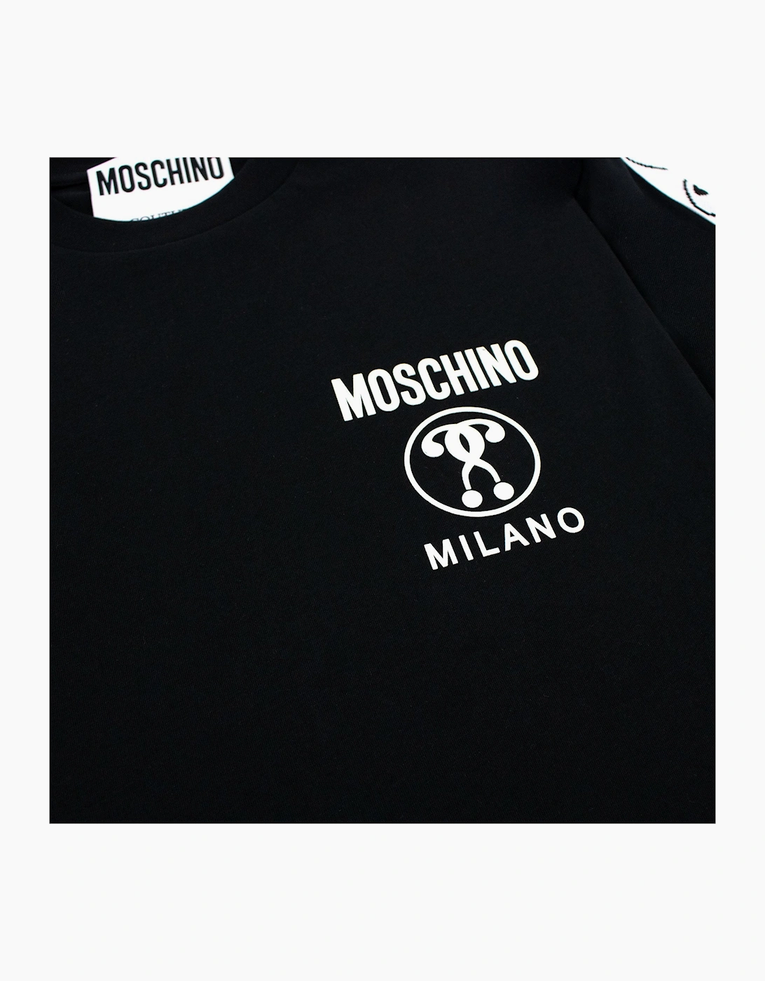 Moschino Couture Double Question Mark Organic Cotton T Shirt Black 1555