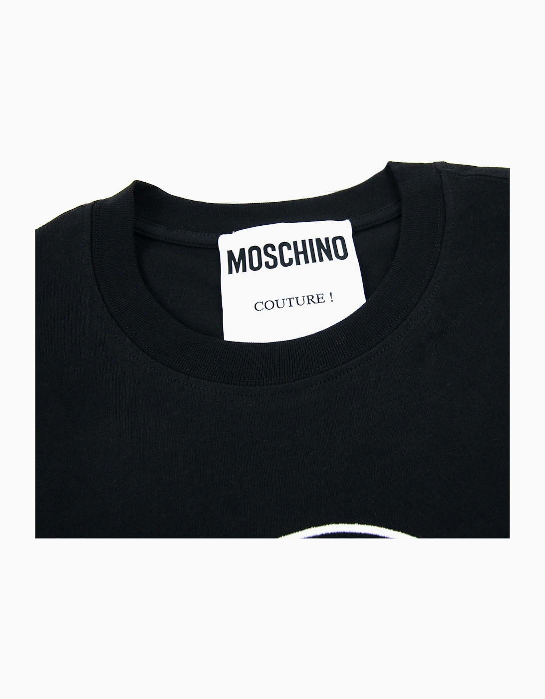 Moschino Couture Smiley Brand Print Cotton Jersey T Shirt Black 1555