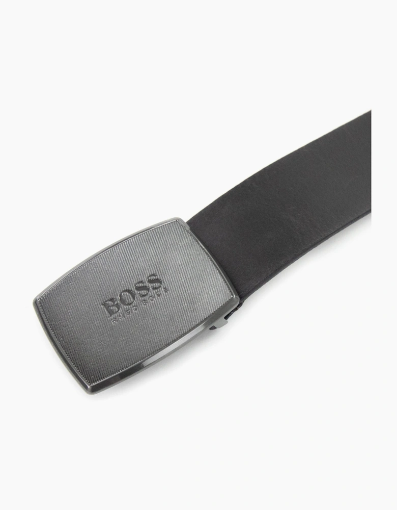Hugo Boss Jensy Structured Plaque Buckle Belt Dark Brown
