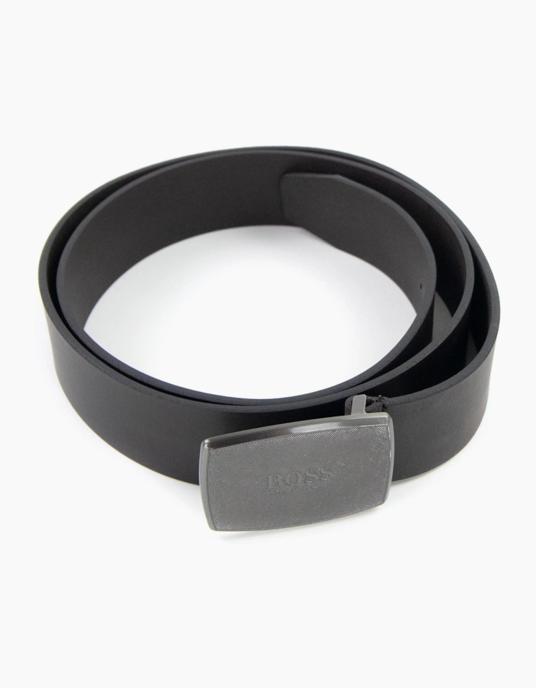 Hugo Boss Jensy Structured Plaque Buckle Belt Dark Brown