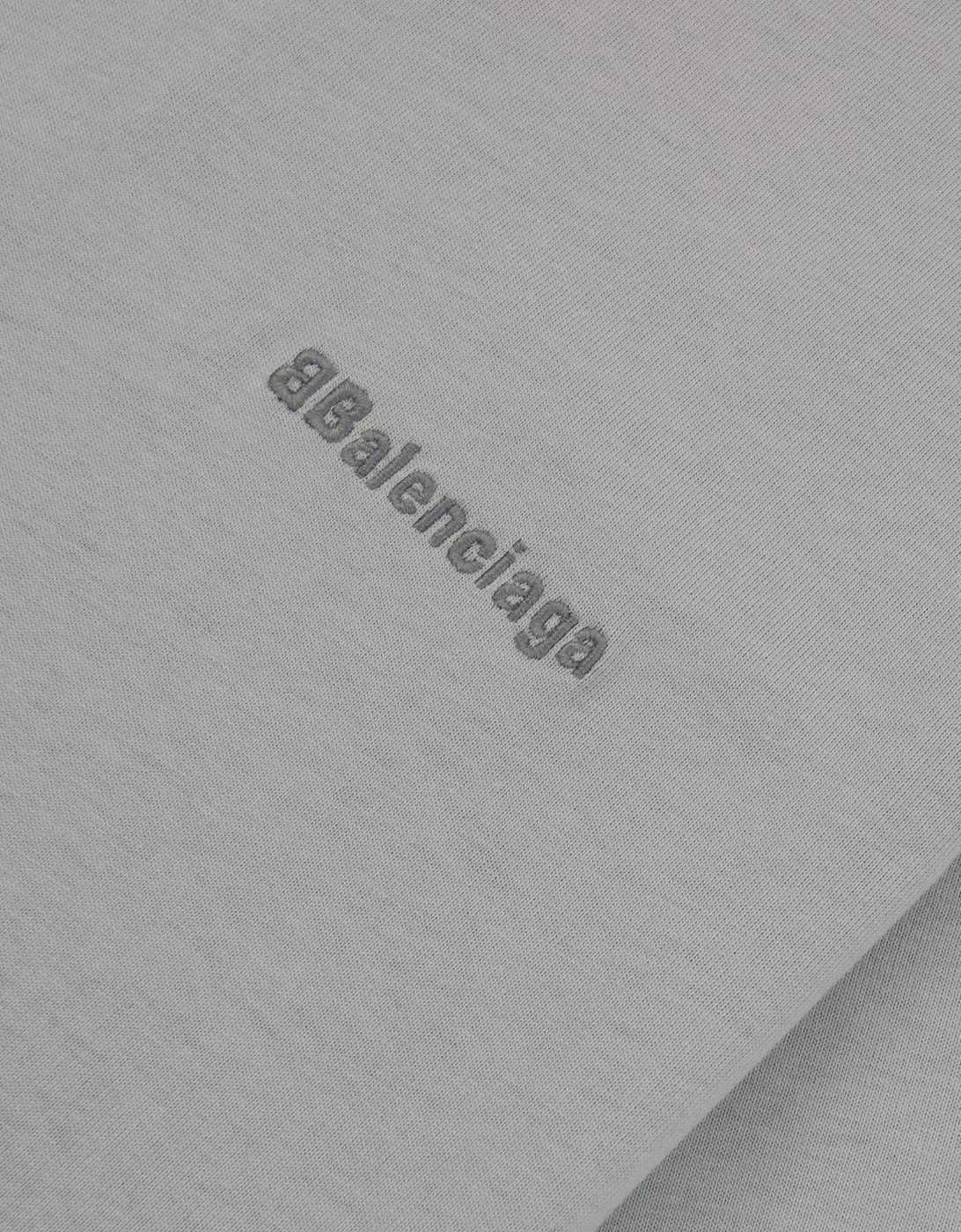 Balenciaga Bb Embroidered Chest Logo T-shirt Grey