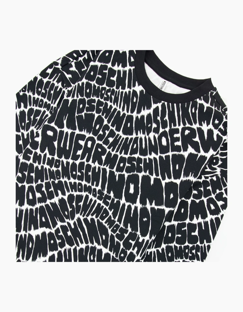Moschino Underwear All Over Logo Sweatshirt Black
