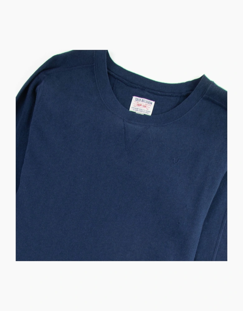 True Religion Terry L/s Small Logo Crew Neck Sweat Midnight Blue