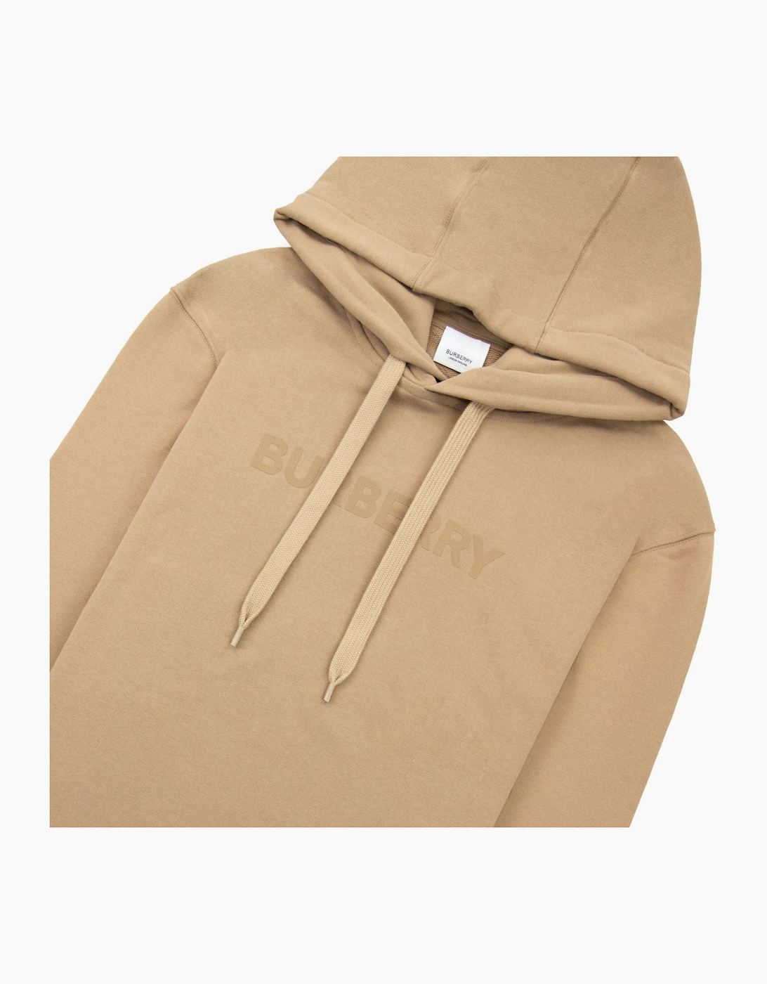 Burberry Logo Print Cotton Hoodied Sweatshirt Camel