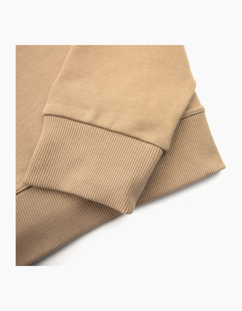 Burberry Logo Print Cotton Hoodied Sweatshirt Camel