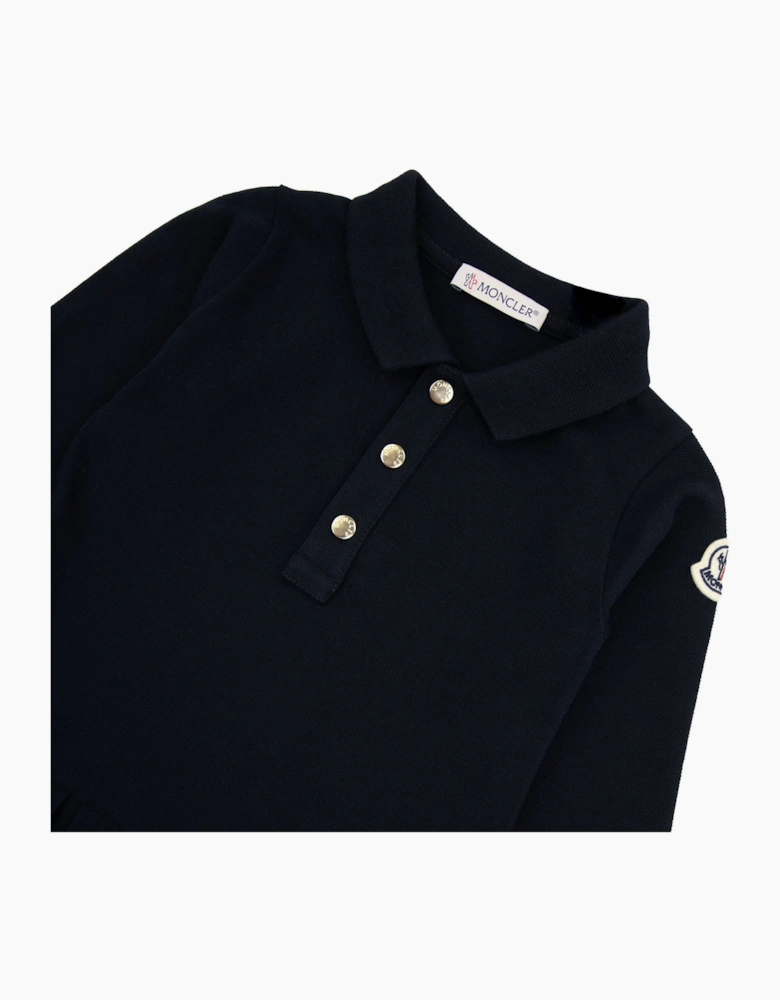 Moncler Junior Cotton Piquet Polo Dress Navy 778