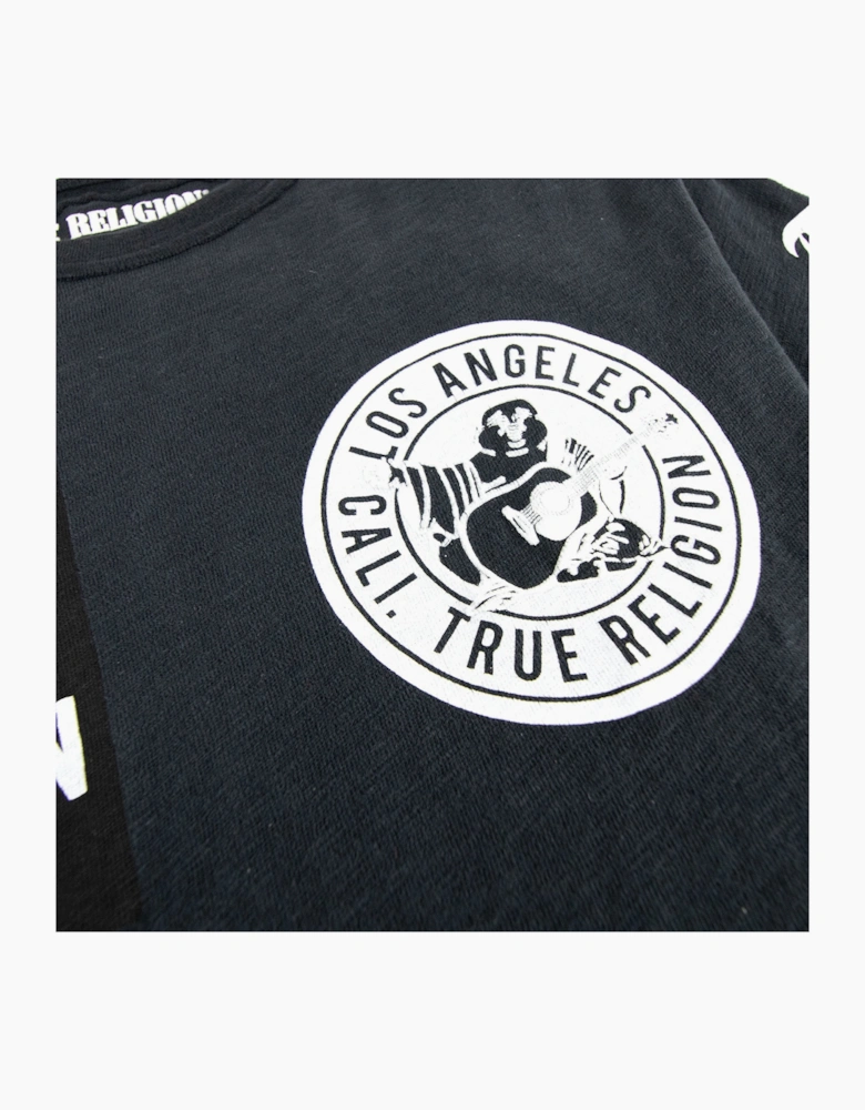 True Religion Multi Logo Crewneck T Shirt Jet Black