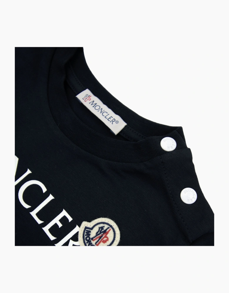 Moncler Junior Logo Jersey T-shirt Navy 778