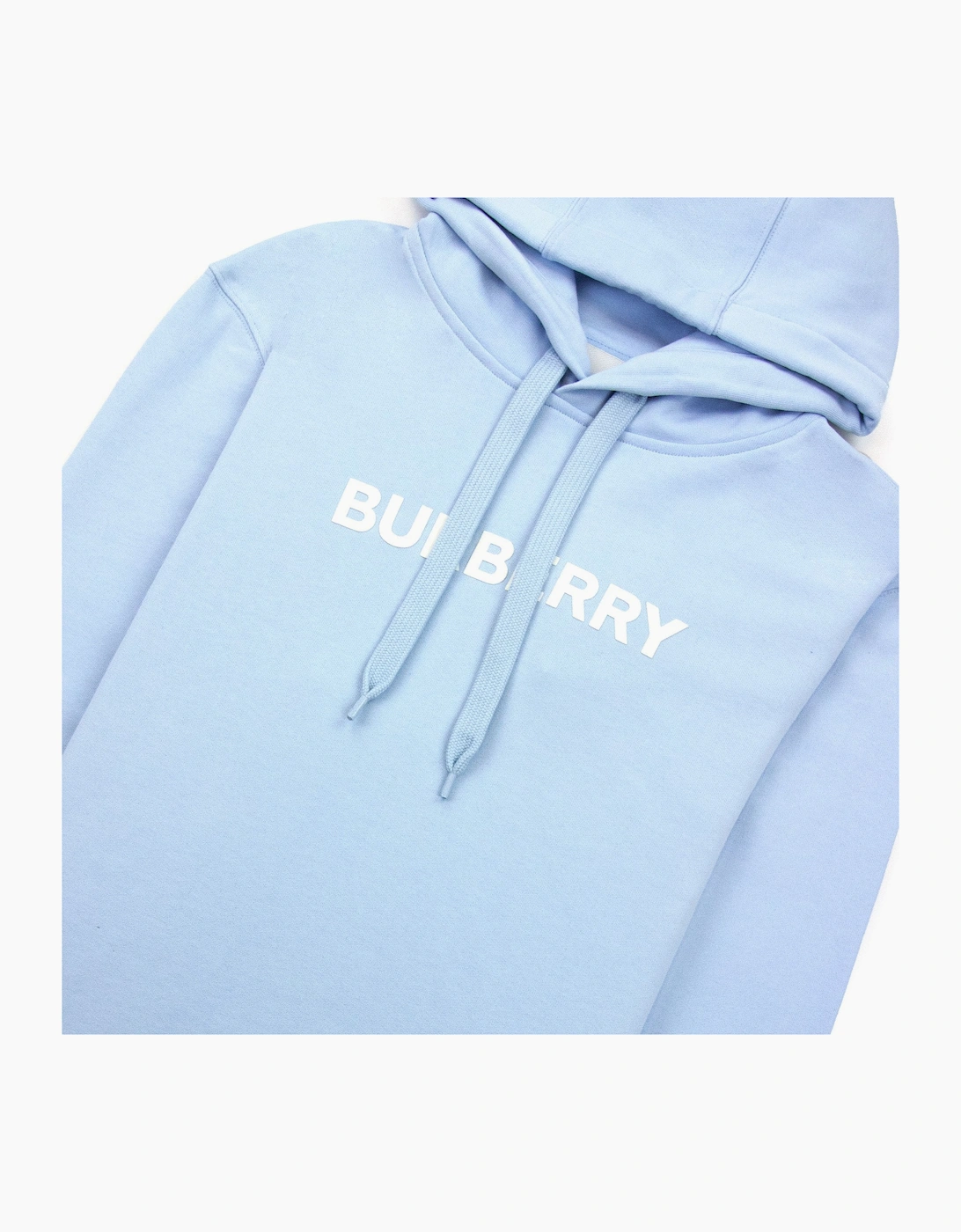 Burberry Logo Print Cotton Hoodied Sweatshirt Pale Blue