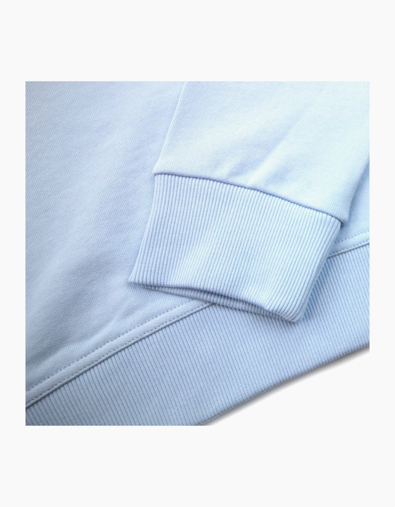 Burberry Logo Print Cotton Hoodied Sweatshirt Pale Blue