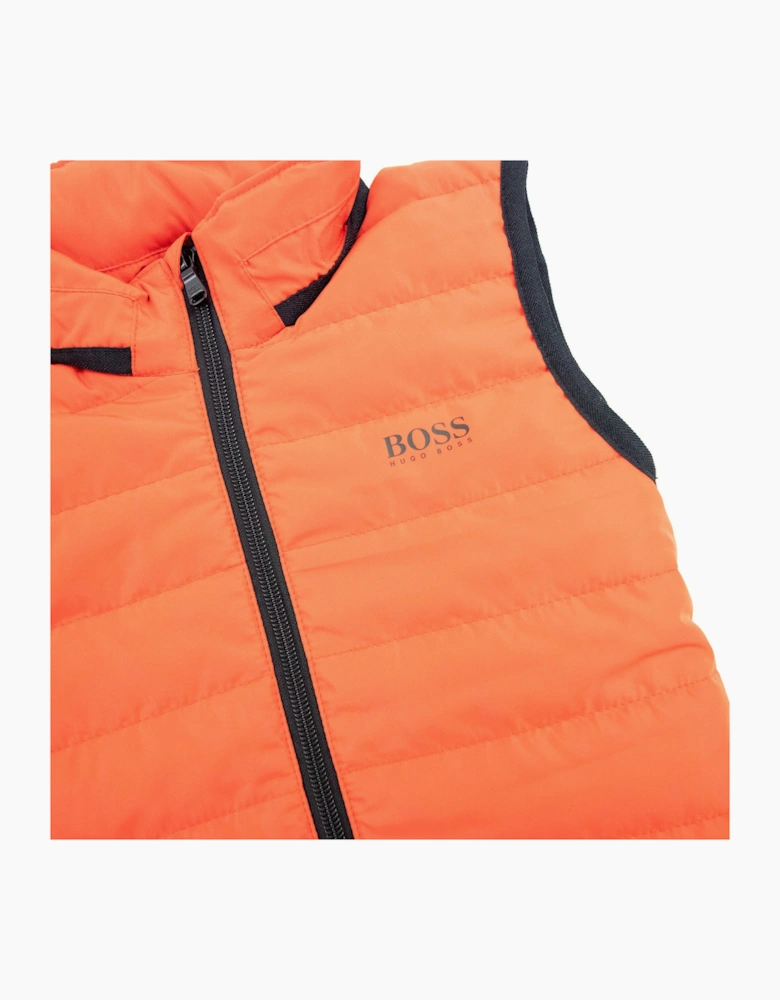 Hugo Boss Kids Concealed Hood Padded Gilet Spicy Orange 499
