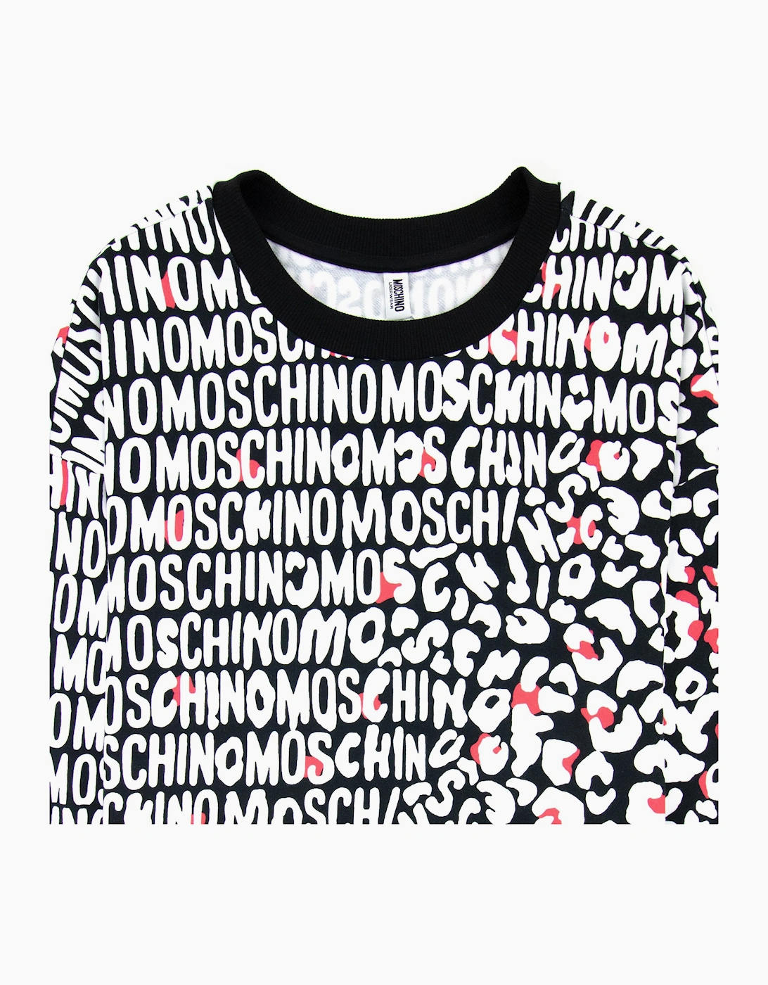 Moschino Underwear Leopard Print Crew Neck Sweatshirt White/black 5118