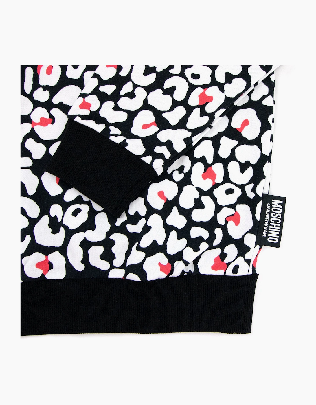 Moschino Underwear Leopard Print Crew Neck Sweatshirt White/black 5118