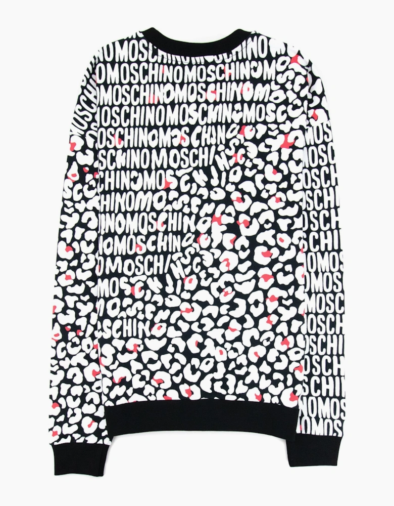 Moschino Underwear Leopard Print Crew Neck Sweatshirt White/black 5118