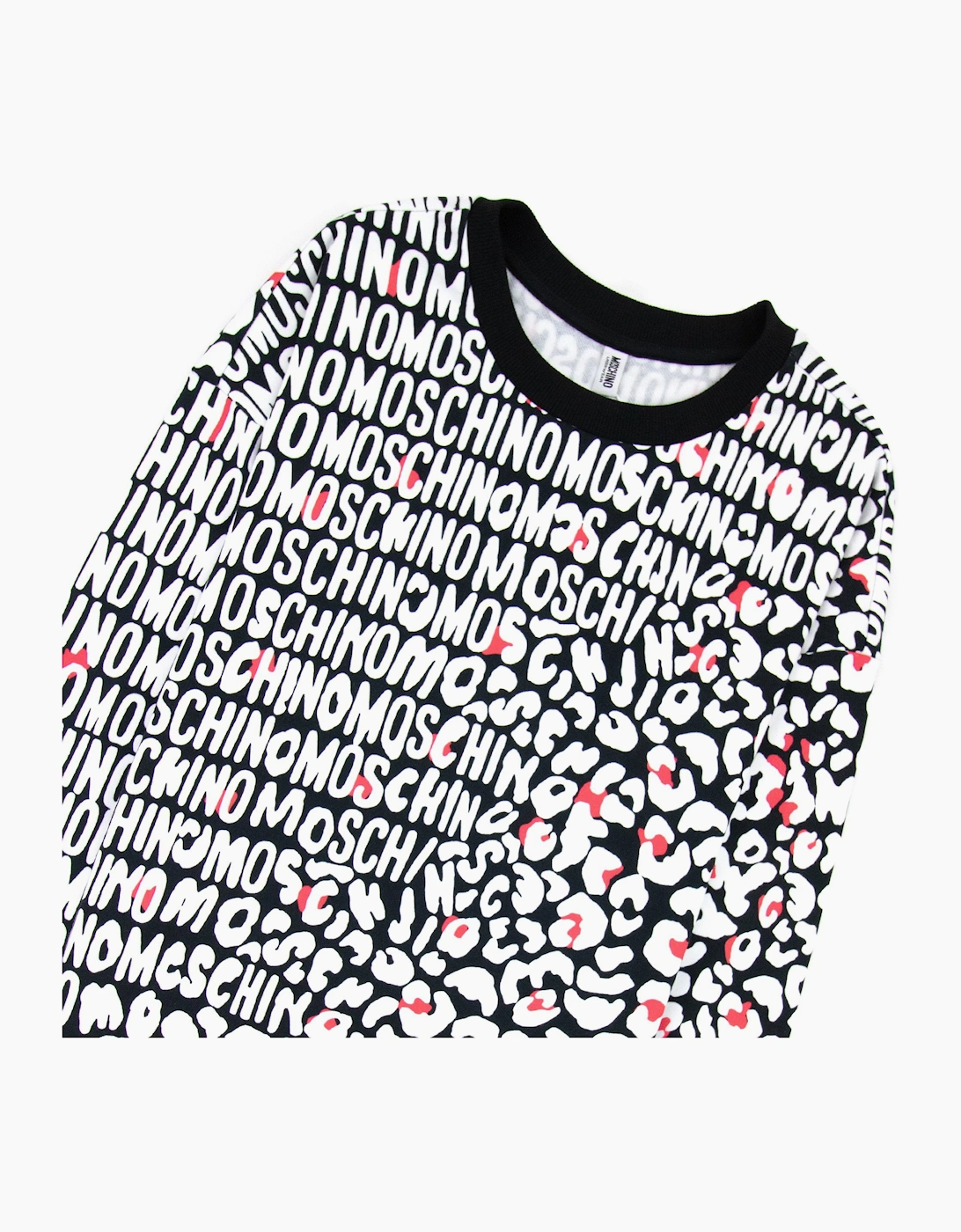 Moschino Underwear Leopard Print Crew Neck Sweatshirt White/black 5118