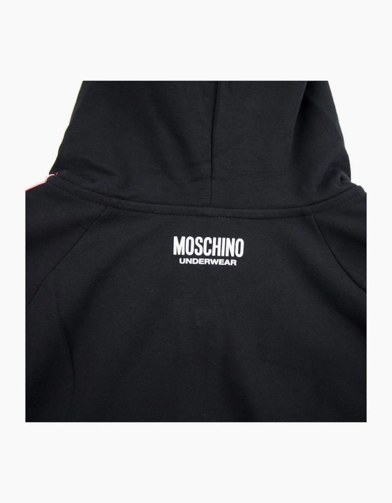 Moschino Underwear Pocket Tape Logo Hoody Black