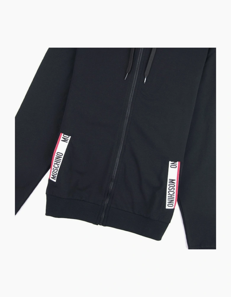 Moschino Underwear Pocket Tape Logo Hoody Black