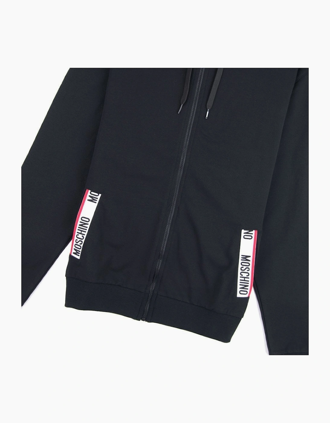 Moschino Underwear Pocket Tape Logo Hoody Black