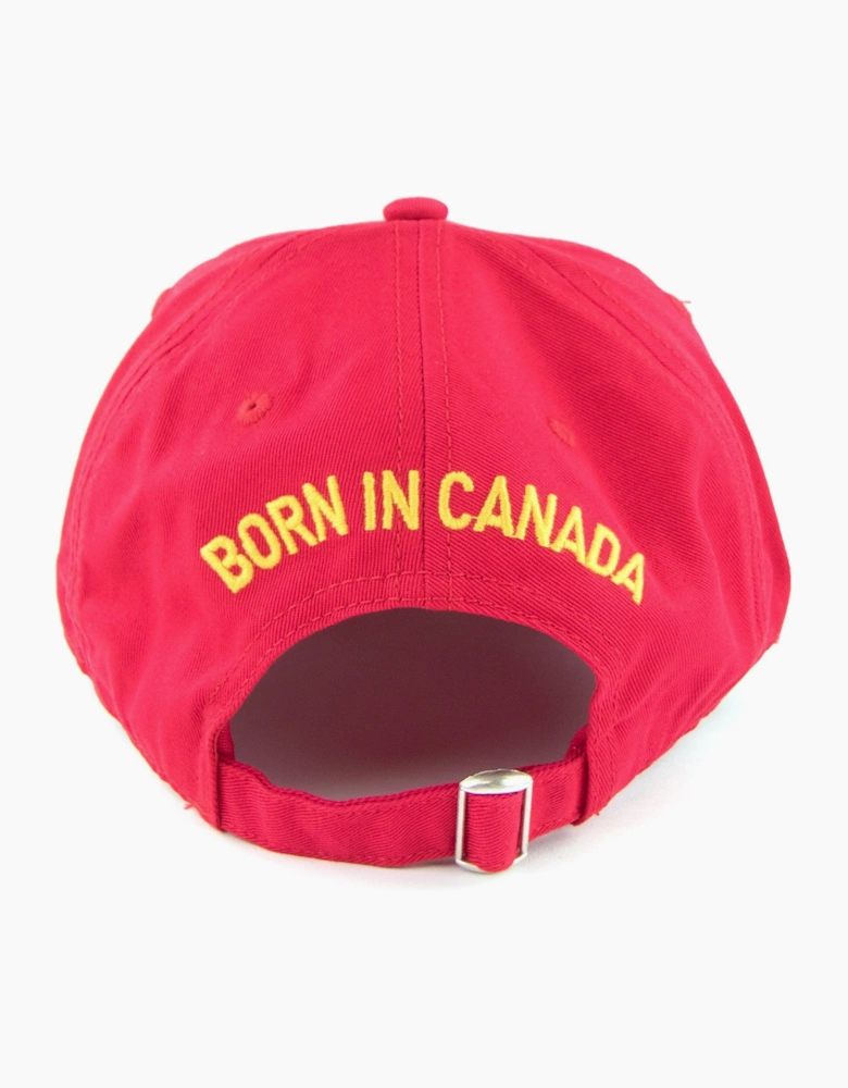 Dsquared2 Patch Caten Twins Square Embroidered Baseball Cap Red