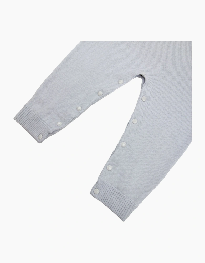 Moncler Junior Logo Wool Baby Grow Baby Blue