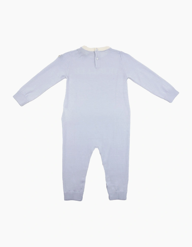 Moncler Junior Logo Wool Baby Grow Baby Blue