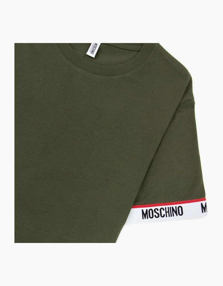 Moschino Underwear Tape Cuff Sleeve T Shirt Khaki 0430