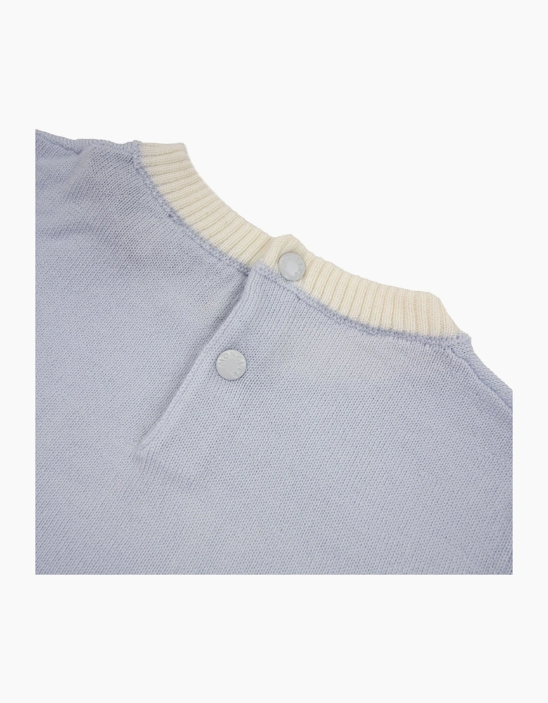 Moncler Junior Logo Wool Baby Grow Baby Blue