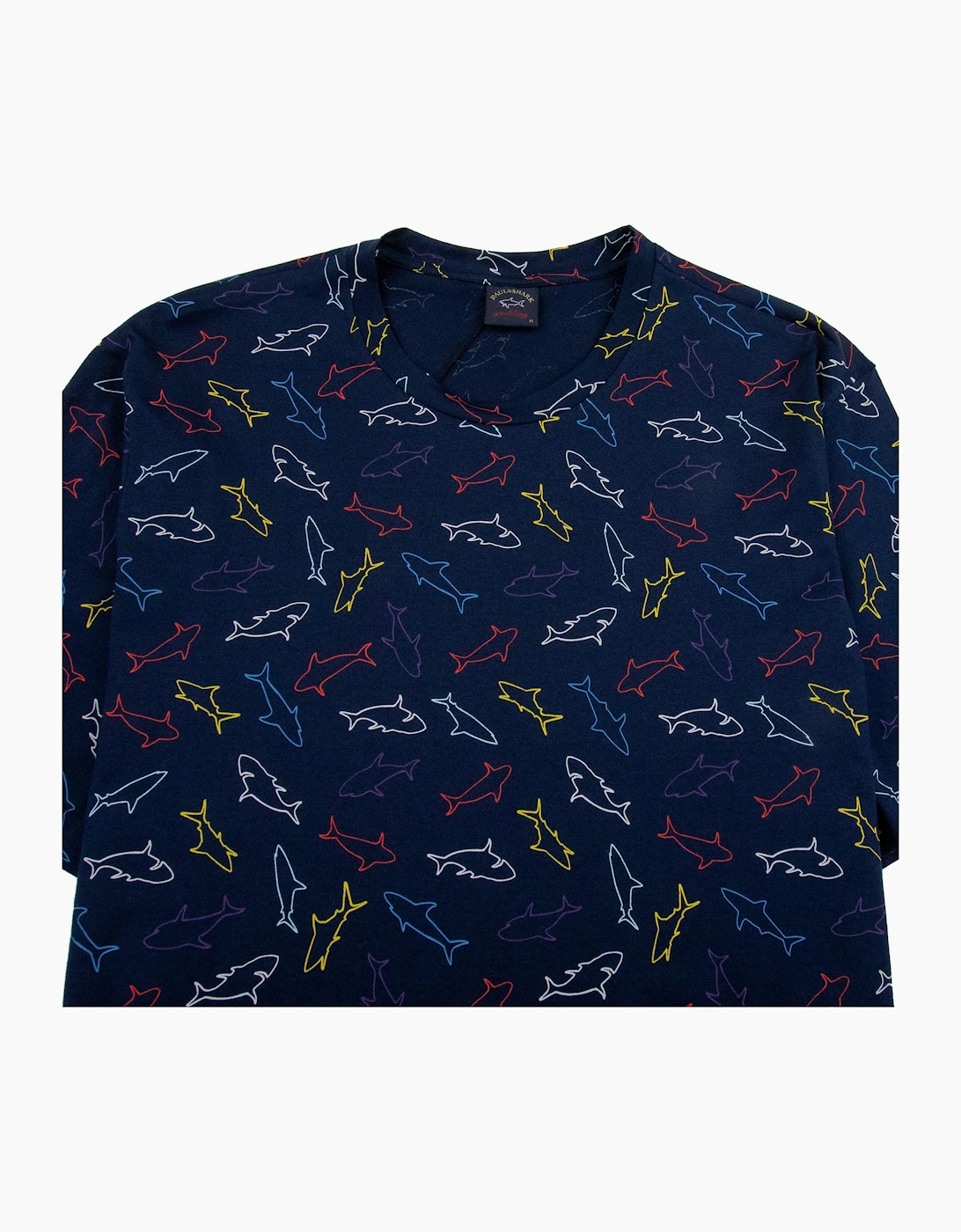 Paul And Shark Multi Shark Print Crew T-Shirt Navy