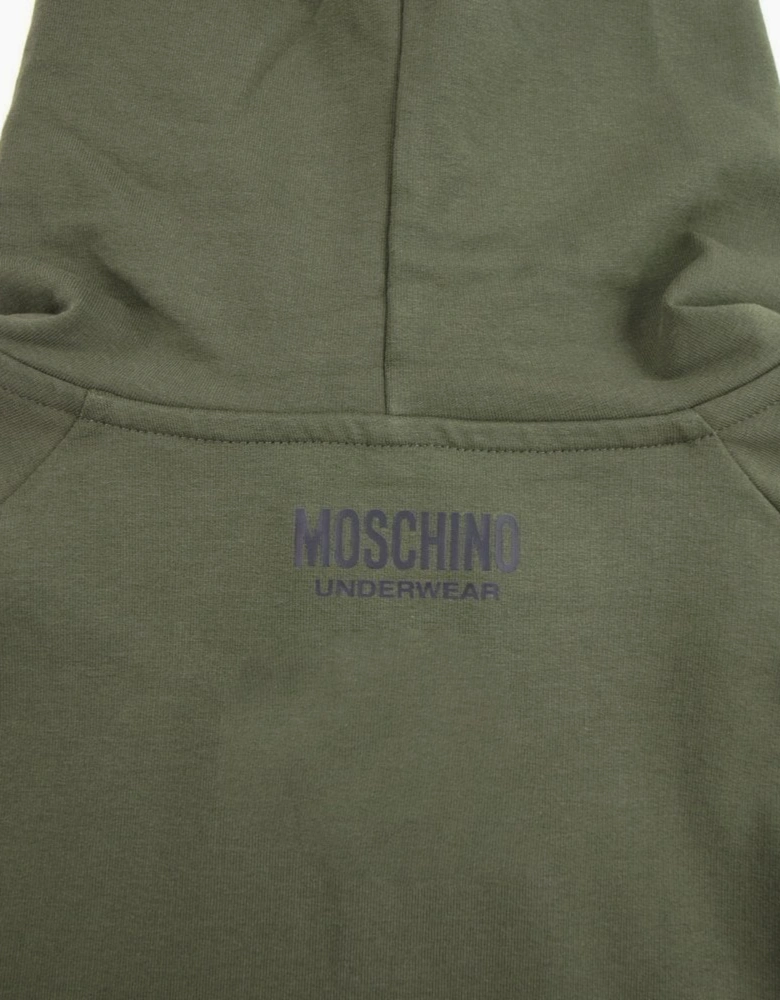 Moschino Underwear Arm Tape Logo Zip Up Hoody Khaki