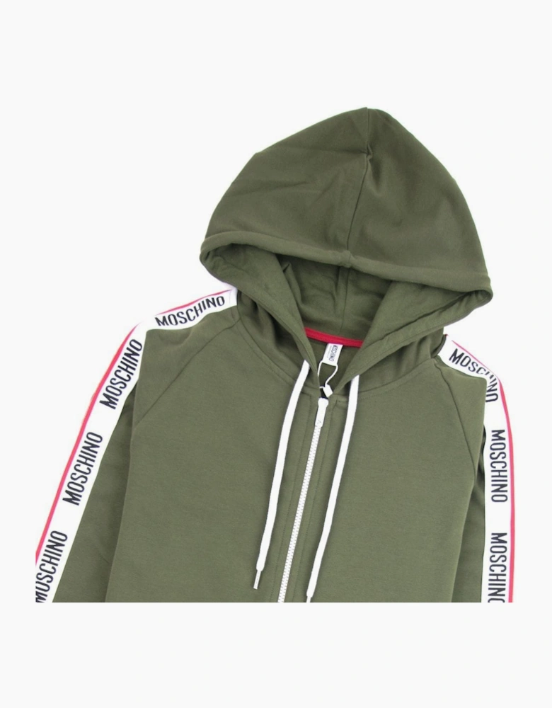 Moschino Underwear Arm Tape Logo Zip Up Hoody Khaki