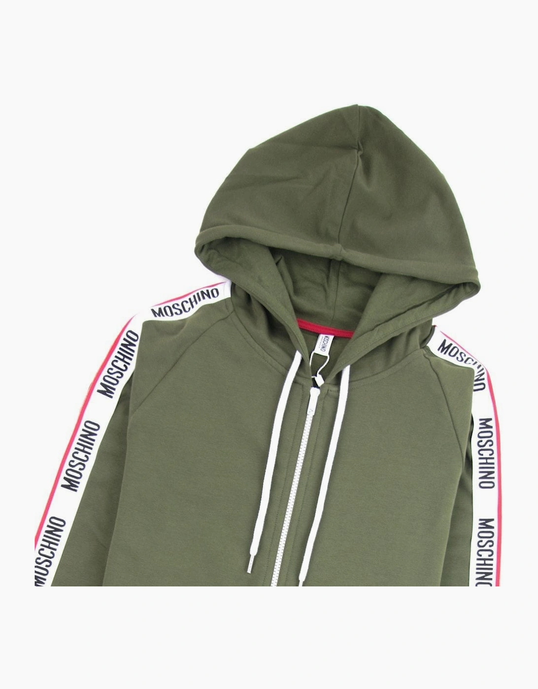 Moschino Underwear Arm Tape Logo Zip Up Hoody Khaki