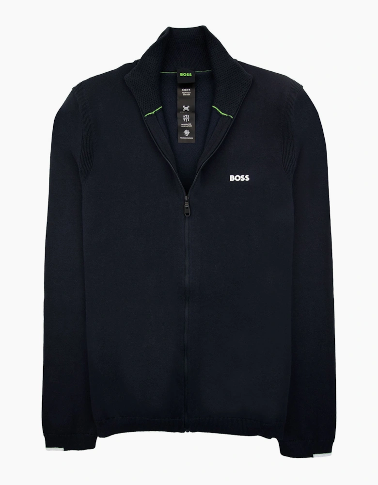 Hugo Boss Cotton-blend Full-zip Sweater With Logo Print Navy 402